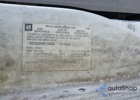 2005 Chevrolet Express z USA, uszkodzony, nr VIN 1GCGG25V451190638